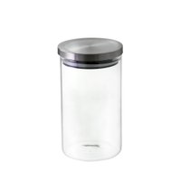 Pote hermetico vidro borosilicato com tampa cor prata 1 L