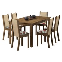 Conjunto Sala de Jantar da Madesa Miriam Mesa Tampo de Madeira com 6 Cadeiras