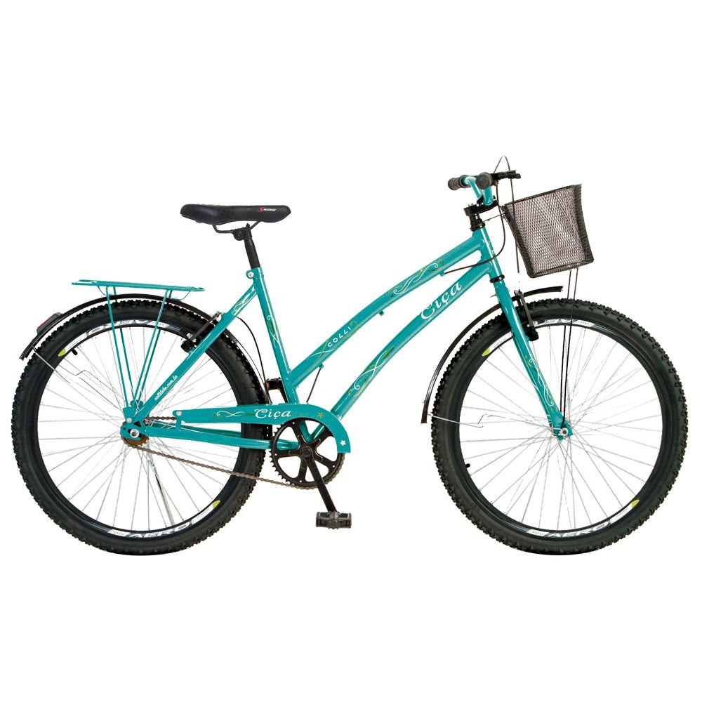 Bicicleta De Passeio Aro 26 Freio V Brake Cica Quadro 19 Aco Verde Acqua Colli Bike Colombo