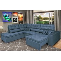 Sofá de Canto Retrátil e Reclinável com Molas Cama inBox Platinum Esquerdo 3,00x2,36 Suede