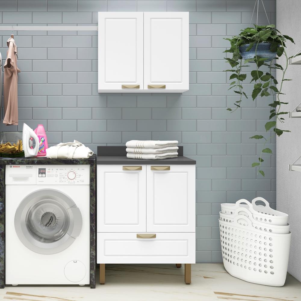 Conjunto Lavanderia Multiuso Armario Com Balcao 100 Mdf Multimoveis Branco Colombo