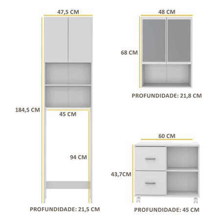 Armario Banheiro Com Espelheira Em Mdf 65cm Com Pia Branco Gabinetes Para Banheiro Ponto Frio 11713019