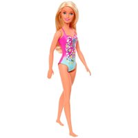 Boneca Barbie Praia Loira Maiô Rosa Florido - Mattel