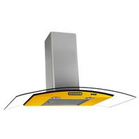 Coifa de Parede Vidro Curvo 80cm Duto Slim Terim Amarelo com Inox