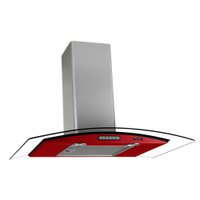 Coifa de Parede Vidro Curvo 70cm Duto Slim Terim Vermelho com Inox