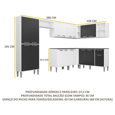 Cozinha Completa C Armario E Balcao Xangai Soul Multimoveis Mp3163964tp Colombo