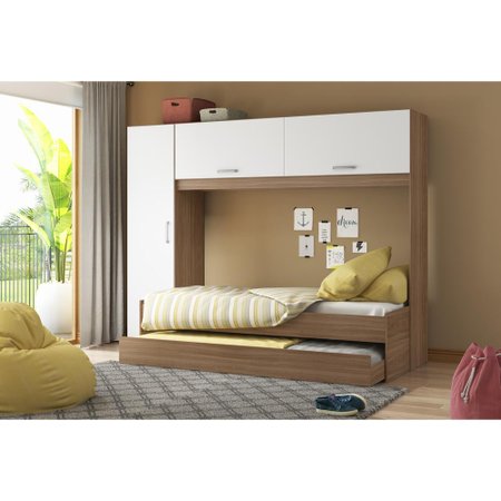 Bicama Solteiro Com Colchao Incluso E Guarda Roupa Multimoveis Avela Branco Colombo