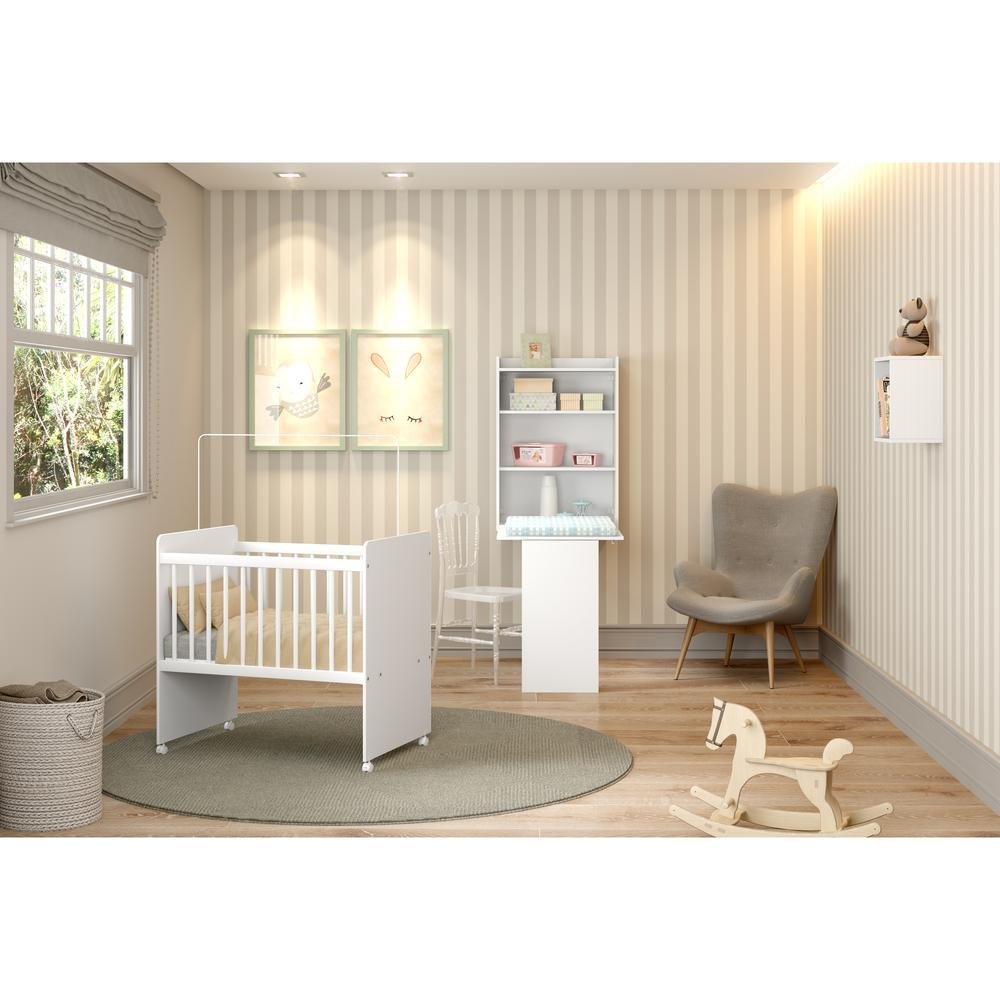 Quarto Infantil Completo Naninha Multimoveis Com Mini Berco Com Rodizios E Armario Branco Colombo