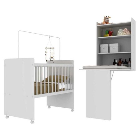Quarto Infantil Completo Naninha Multimoveis Com Mini Berco Com Rodizios E Armario Branco Colombo