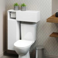 Armário de Banheiro para vaso sanitário  c/ suporte para papel higiênico e 2 Portas Multimóveis Bco