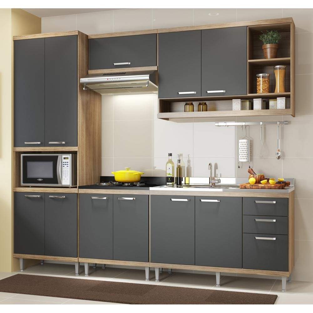 Cozinha Completa Multimoveis Com 5 Pecas Sicilia 5808 Argila Grafite Colombo Seu espaco interno e bem distribuido e as cores branco com laca fume combina com os mais variados tipos de decoracoes e ambientes. cozinha completa multimoveis com 5 pecas sicilia 5808 argila grafite
