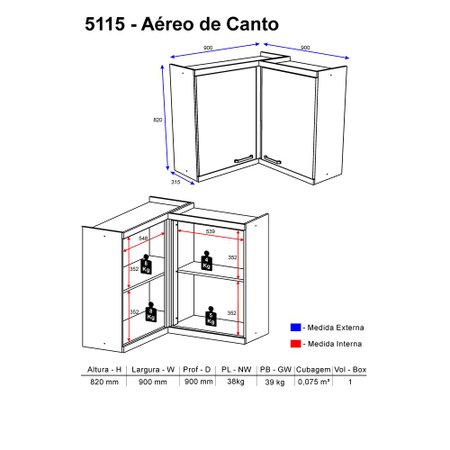 Armario Multimoveis Sicilia De Canto 5115 Argila Colombo