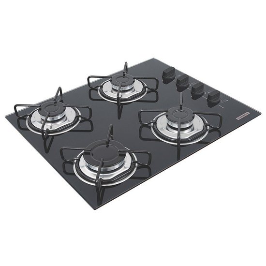Cooktop a Gás Tramontina Brasil Vidro Temperado Preto BIV - Bivolt