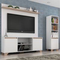 Sala de Estar Completa para TV Até 55 Polegadas Benevello 3 Portas Branco/Siena - Quiditá Móveis