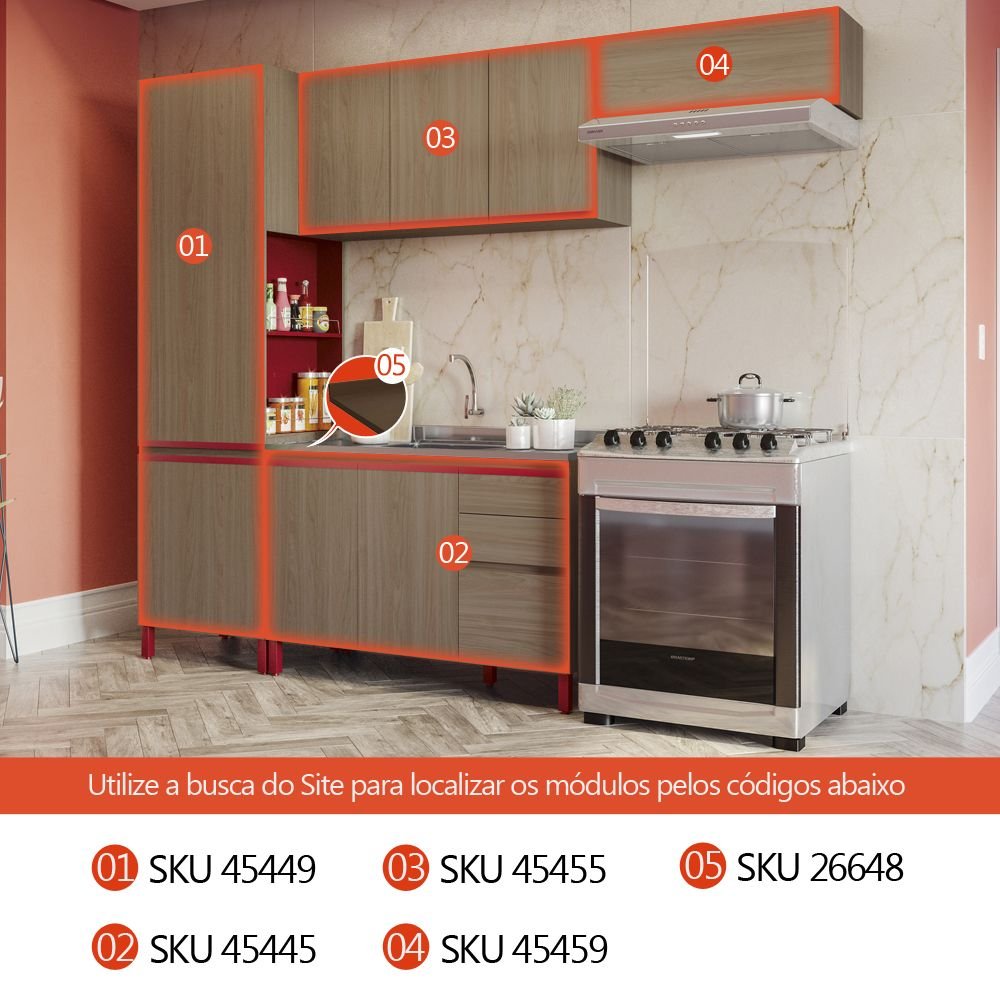 Armario Aereo Cozinha New Urban 1 Porta E750 Nature Marsala Kappersberg Colombo