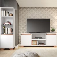 Sala De Estar Completa Para Tv Até 48 Polegadas Benevello 3 Portas Branco/siena - Quiditá Móveis