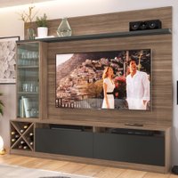 Rack Com Painel Para Tv Até 50 Polegadas 3 Portas Marrom/preto 2021 - Quiditá Móveis