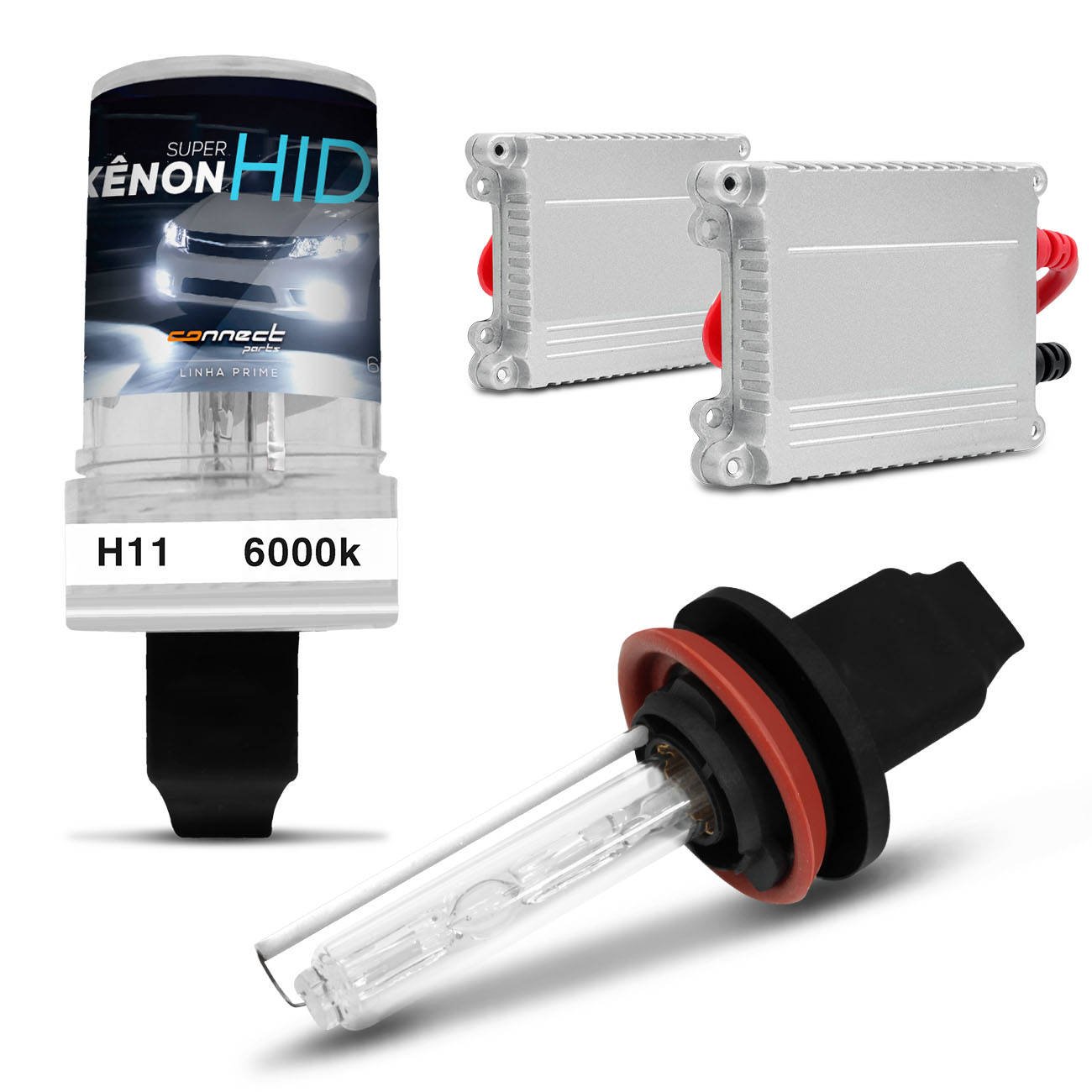 Kit Xênon Completo H11 6000K 35W 12V Lâmpada Extremamente Branca e