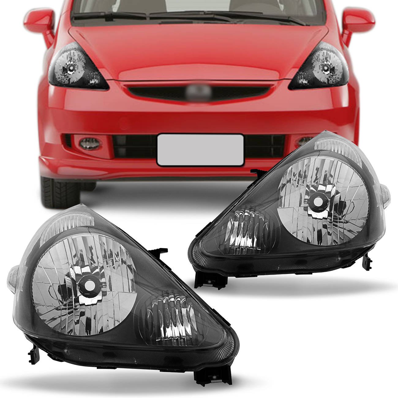 Farol Honda Fit 2003 2004 2005 2006 2007 2008 Máscara Negra Foco ...