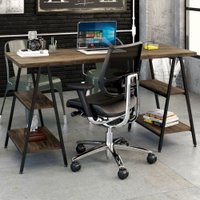 Mesa Para Escritório Kuadra 4 Prateleiras Carvalho Dark - Compace