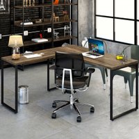Mesa Para Escritório Angular Kuadra Carvalho Dark - Compace
