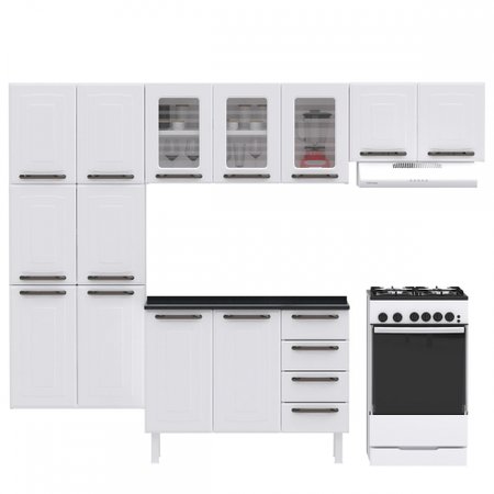 Cozinha Completa Colormaq Titanium 4 Pecas Em Aco E Vidro Paneleiro E Armarios Aereos Colombo