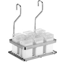 Suporte Porta Temperos E Condimentos Aéreo Aço Inox Com 6 Frascos Brancos