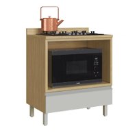 Balcão para Forno Com Tampo e Gaveta Cairo 3212 Casamia - Louro Freijó/Off White