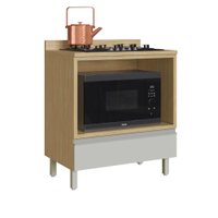 Balcão Gaveta Forno 800 C/Tampo Paris 3312 - Casamia - Louro Freijo/Off White/Louro Freijo