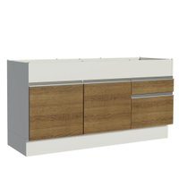 Balcão de Pia Armário de Cozinha 150 cm 2 Portas e 2 Gavetas (Sem Tampo e Pia) Branco/Rustic Glamy Madesa