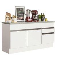 Balcão de Pia Armário de Cozinha 150 cm 2 Portas e 2 Gavetas (Com Tampo) Branco Glamy Madesa