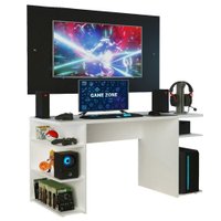 Mesa Gamer Madesa 9409 e Painel para TV até 58 Polegadas - Branco/Preto