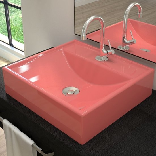 Cuba Para Banheiro Quadrada Rosa Q39 - Compace