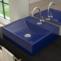 Cuba Para Banheiro Quadrada Azul Escuro Q39 - Compace