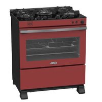 Fogao 5 Bocas Venax Gaudi Vetro Vitreo Vermelho Gas GLP