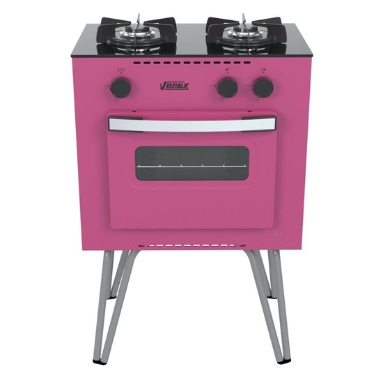 Fogao 2 Bocas Venax Mini Cook Pink Gas GLP