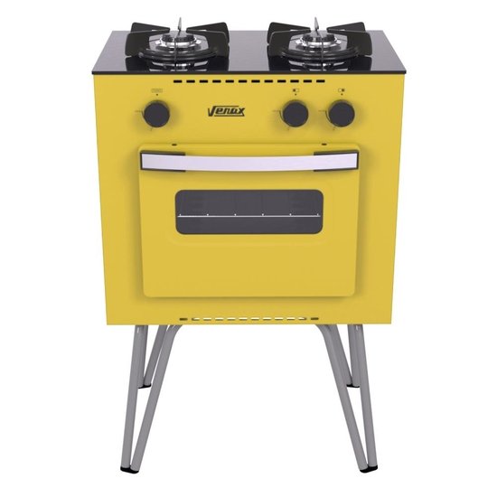 Fogao 2 Bocas Venax Mini Cook Amarelo Gas GLP