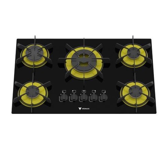 Cooktop Arena 5 Q Preto/Amarelo Gás GLP