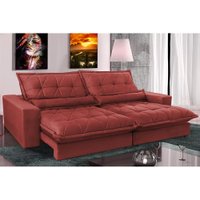 Sofá Retrátil e Reclinável 3,12m com Molas Ensacadas Cama inBox Soft Tecido Suede Vermelho