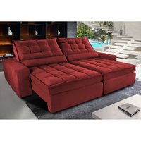 Sofá Retrátil e Reclinável com Molas Ensacadas Cama inBox Gold 2,92m Tecido Suede Velusoft Vermelho
