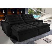 Sofá Retrátil e Reclinável com Molas Ensacadas Cama inBox Gold 3,12m Tecido Suede Velusoft Preto