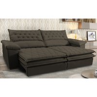 Sofá Retrátil e Reclinável Molas Ensacadas Cama inBox Botonê 2,72m Espuma Viscoelástico Suede Café