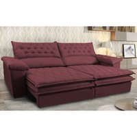 Sofá Retrátil e Reclinável Molas Ensacadas Cama inBox Botonê 2,92m Espuma Viscoelástico Suede Vinho