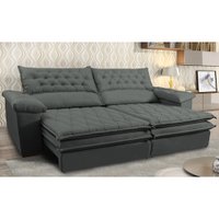 Sofá Retrátil e Reclinável Molas Ensacadas Cama inBox Botonê 2,72m Espuma Viscoelástico Suede Cinza