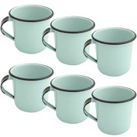 Jogo de Xícaras Café Caneca Esmaltada 400ml Caneca de Agata Verde Baby