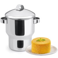 Panela Cuscuz 1,3L Aço Inox Cuscuzeira Com Alças Laterais Tampa E Tela Perfurada