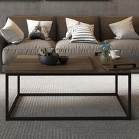 Mesa de Centro com Bandeja Legnoe Tubos Pretos Carraro