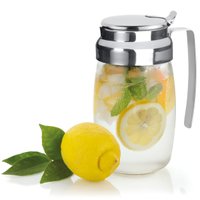Jarra de Vidro 2L com Tampa e Alça Aço Inox Jarro Transparente para Água e Suco