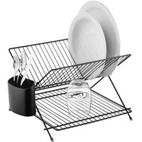 Escorredor de Louças Dobrável Articulado de Pratos e Talheres Preto