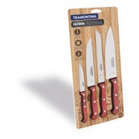 Jogo de Facas Tramontina Polywood com Lâminas em Aço Inox e Cabos de Madeira Vermelho 4 Peças Tramontina
